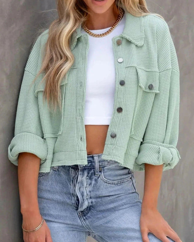 Button Up Long Sleeve Jacket - Trendsi