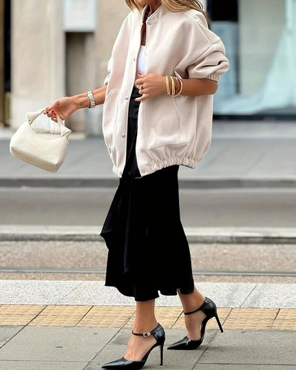 Button Up Long Sleeve Jacket - Trendsi