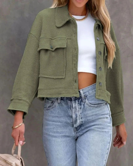 Button Up Long Sleeve Jacket - Trendsi