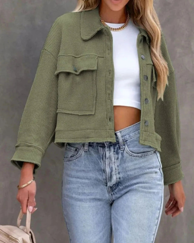 Button Up Long Sleeve Jacket - Trendsi