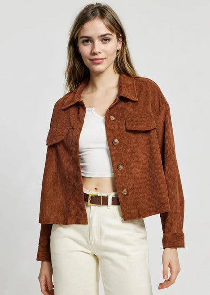 Button Up Long Sleeve Jacket - Trendsi