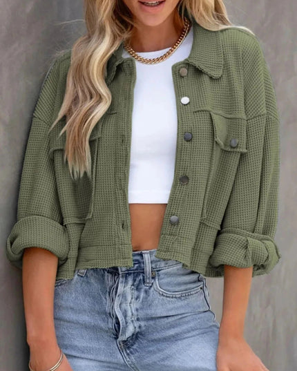 Button Up Long Sleeve Jacket - Trendsi
