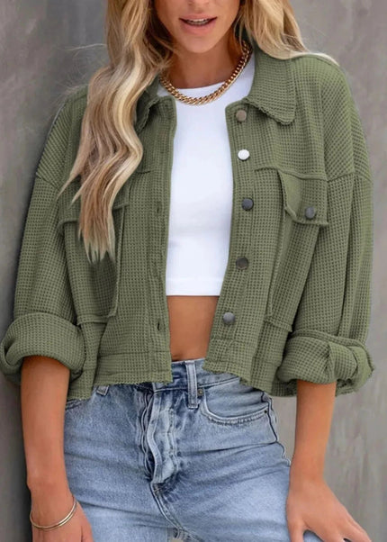 Button Up Long Sleeve Jacket - Trendsi