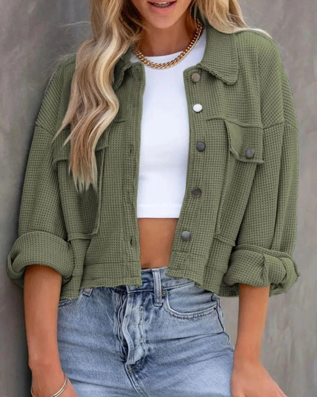 Button Up Long Sleeve Jacket - Trendsi