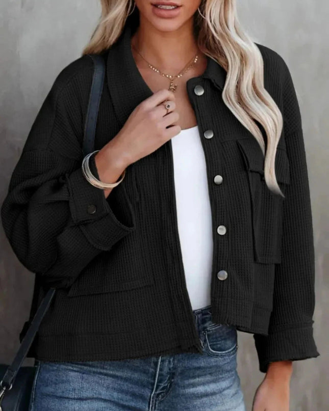 Button Up Long Sleeve Jacket - Trendsi