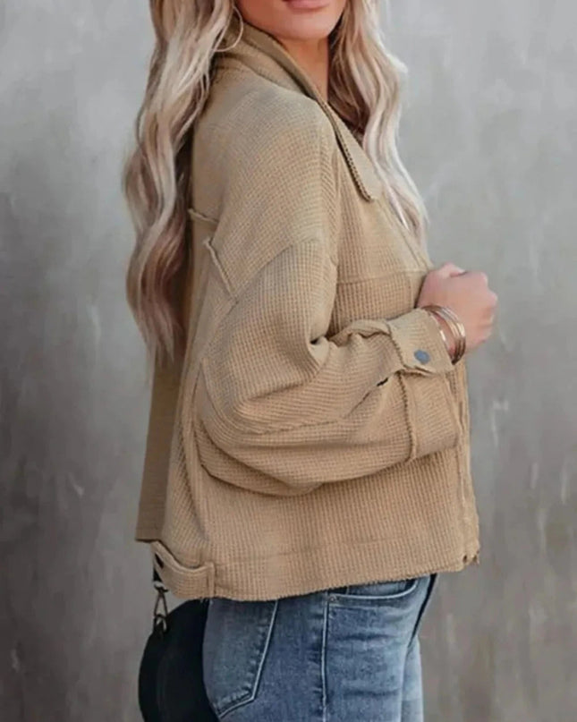Button Up Long Sleeve Jacket - Trendsi
