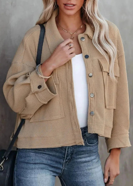 Button Up Long Sleeve Jacket - Trendsi