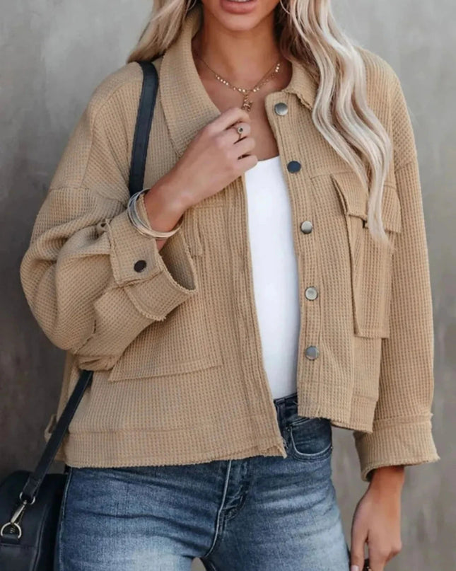 Button Up Long Sleeve Jacket - Trendsi
