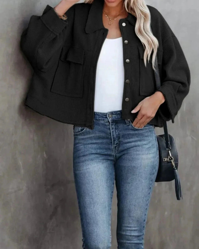 Button Up Long Sleeve Jacket - Trendsi