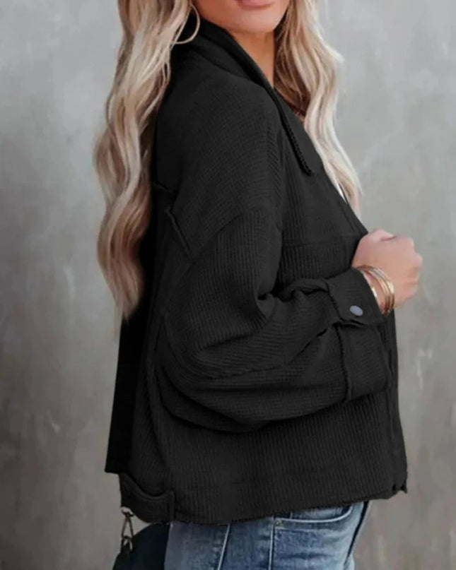 Button Up Long Sleeve Jacket - Trendsi