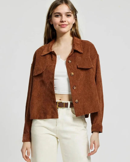 Button Up Long Sleeve Jacket - Trendsi