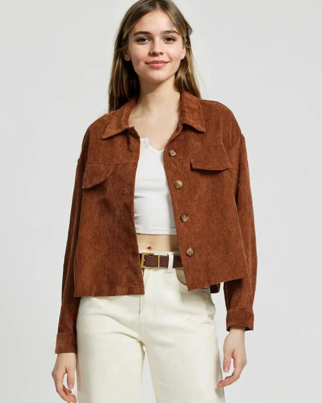 Button Up Long Sleeve Jacket - Trendsi