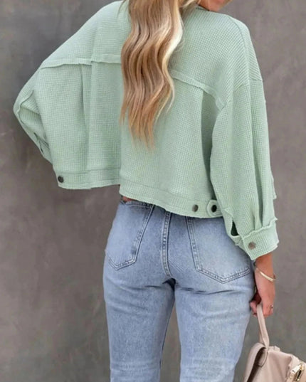 Button Up Long Sleeve Jacket - Trendsi