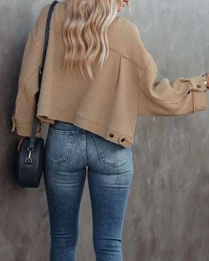 Button Up Long Sleeve Jacket - Trendsi