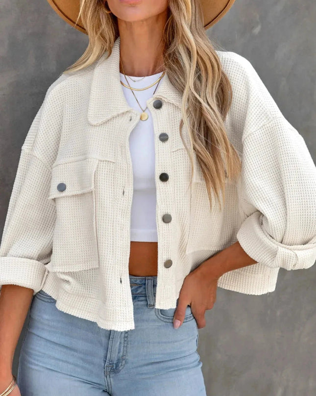 Button Up Long Sleeve Jacket - Trendsi