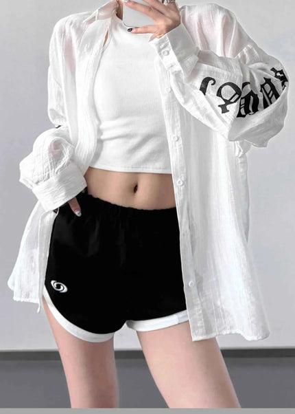 Button - Up Long Sleeve Oversized Shirt - Trendsi