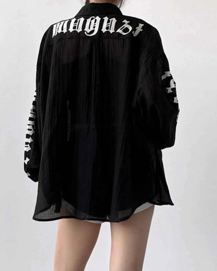Button - Up Long Sleeve Oversized Shirt - Trendsi