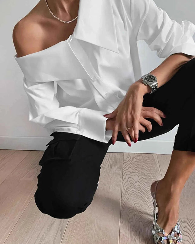Button Up Long Sleeve Shirt - Trendsi