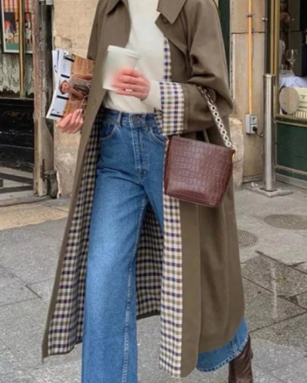 Button Up Raglan Sleeve Trench Coat - Trendsi