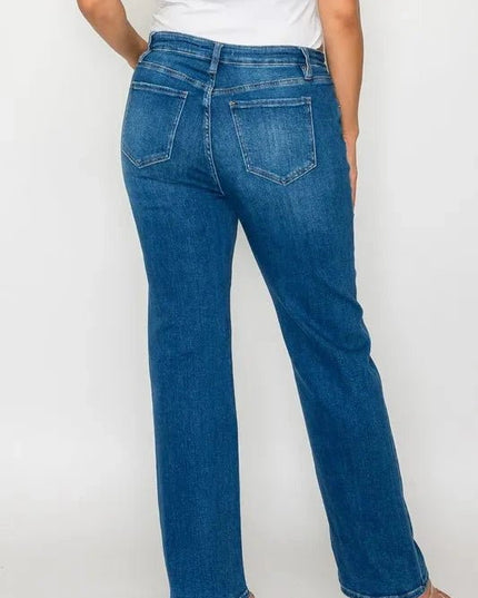 bytos Full Size Cat's Whiskers High Rise Straight Jeans - Trendsi