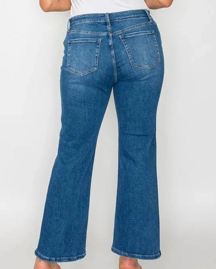 bytos Full Size Cat's Whiskers Mid Rise Ankle Jeans - Trendsi