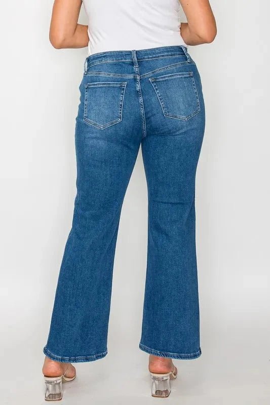 bytos Full Size Cat's Whiskers Mid Rise Ankle Jeans - Trendsi
