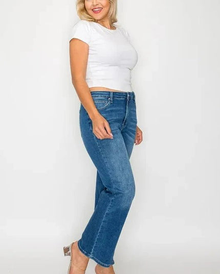 bytos Full Size Cat's Whiskers Mid Rise Ankle Jeans - Trendsi