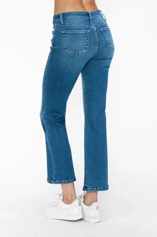 bytos Full Size Cat's Whiskers Mid Rise Ankle Jeans - Trendsi