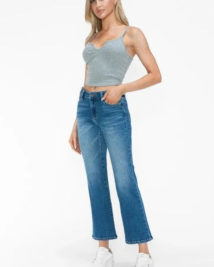 bytos Full Size Cat's Whiskers Mid Rise Ankle Jeans - Trendsi