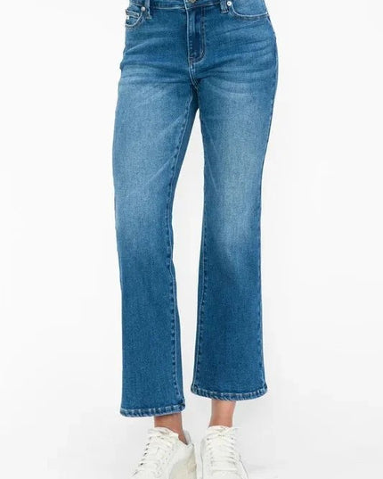 bytos Full Size Cat's Whiskers Mid Rise Ankle Jeans - Trendsi