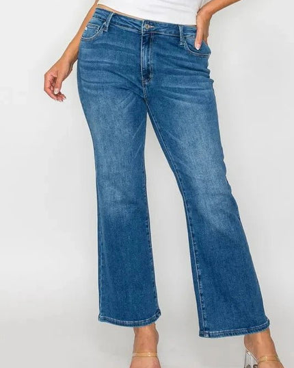 bytos Full Size Cat's Whiskers Mid Rise Ankle Jeans - Trendsi
