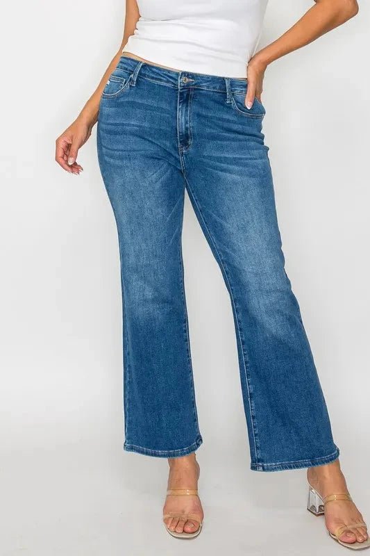 bytos Full Size Cat's Whiskers Mid Rise Ankle Jeans - Trendsi