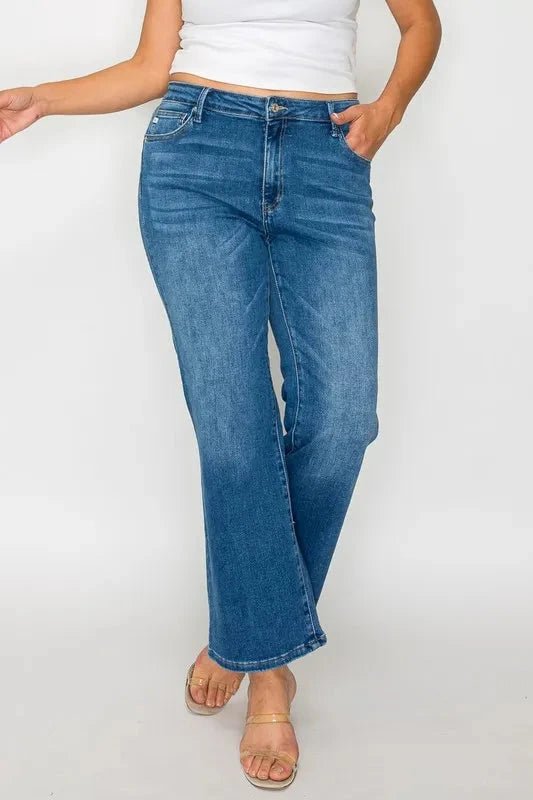 bytos Full Size Cat's Whiskers Mid Rise Ankle Jeans - Trendsi
