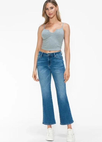 bytos Full Size Cat's Whiskers Mid Rise Ankle Jeans - Trendsi