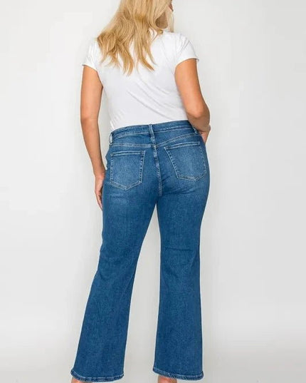 bytos Full Size Cat's Whiskers Mid Rise Ankle Jeans - Trendsi