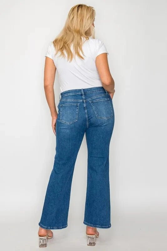 bytos Full Size Cat's Whiskers Mid Rise Ankle Jeans - Trendsi