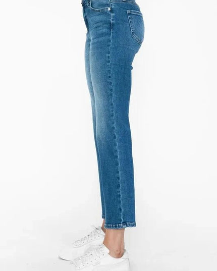 bytos Full Size Cat's Whiskers Mid Rise Ankle Jeans - Trendsi