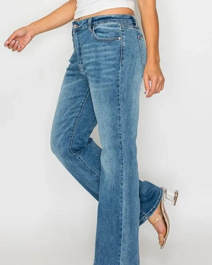 bytos Full Size Cat's Whiskers Mid Rise Bootcut Jeans - Trendsi