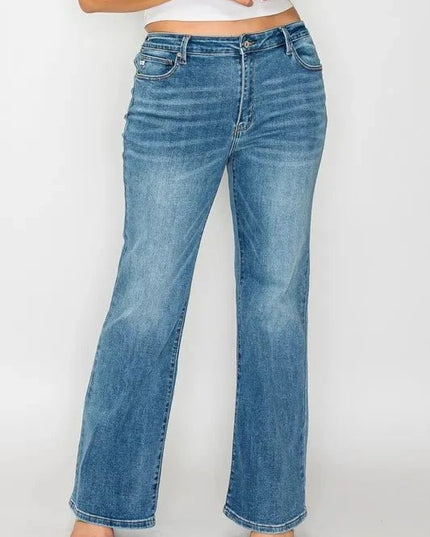 bytos Full Size Cat's Whiskers Mid Rise Bootcut Jeans - Trendsi
