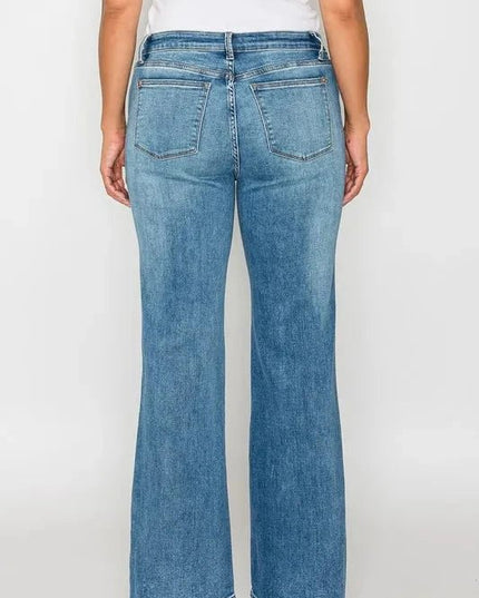 bytos Full Size Cat's Whiskers Mid Rise Bootcut Jeans - Trendsi