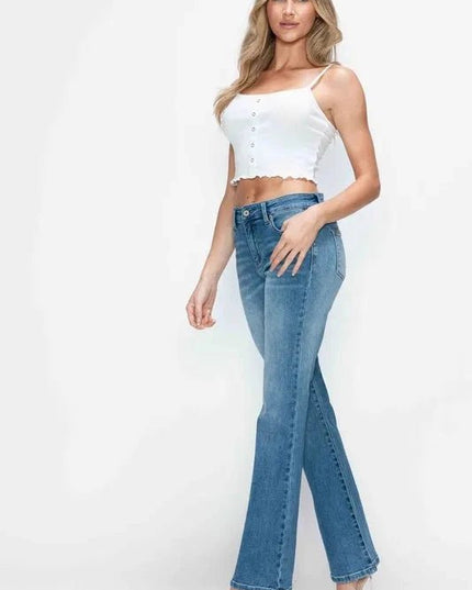 bytos Full Size Cat's Whiskers Mid Rise Bootcut Jeans - Trendsi
