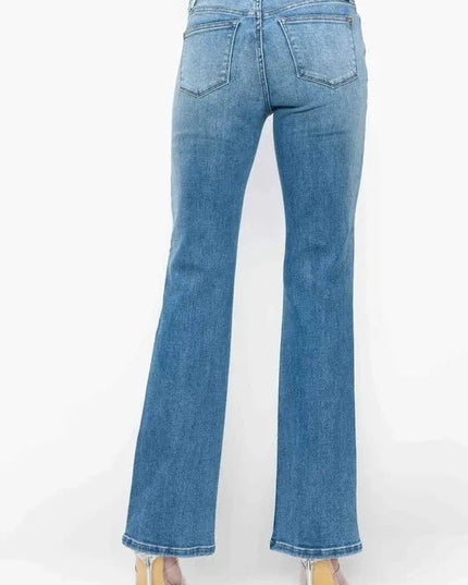 bytos Full Size Cat's Whiskers Mid Rise Bootcut Jeans - Trendsi