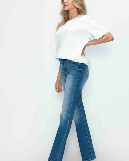 bytos Full Size Distressed High Rise Jeans with Pockets - Trendsi