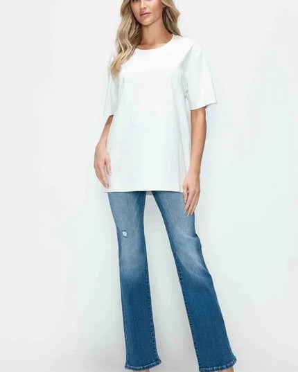 bytos Full Size Distressed High Rise Jeans with Pockets - Trendsi