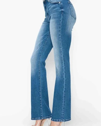 bytos Full Size Distressed High Rise Jeans with Pockets - Trendsi