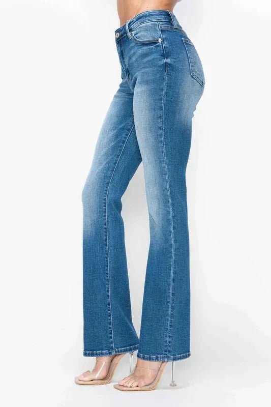 bytos Full Size Distressed High Rise Jeans with Pockets - Trendsi