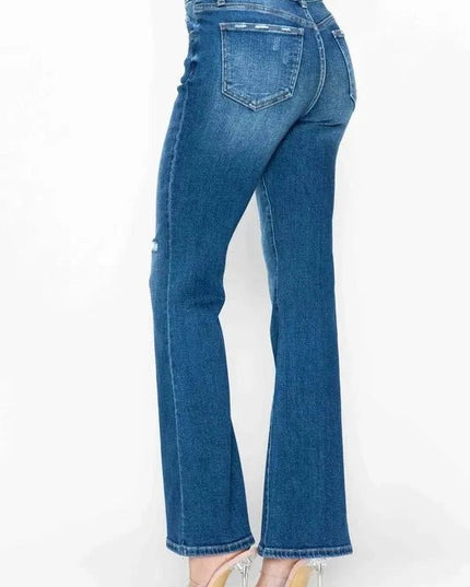 bytos Full Size High Rise Bootcut Jeans with Pockets - Trendsi