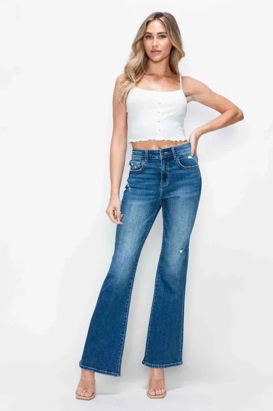 bytos Full Size High Rise Bootcut Jeans with Pockets - Trendsi