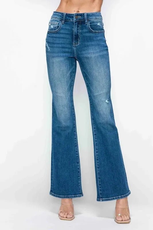 bytos Full Size High Rise Bootcut Jeans with Pockets - Trendsi