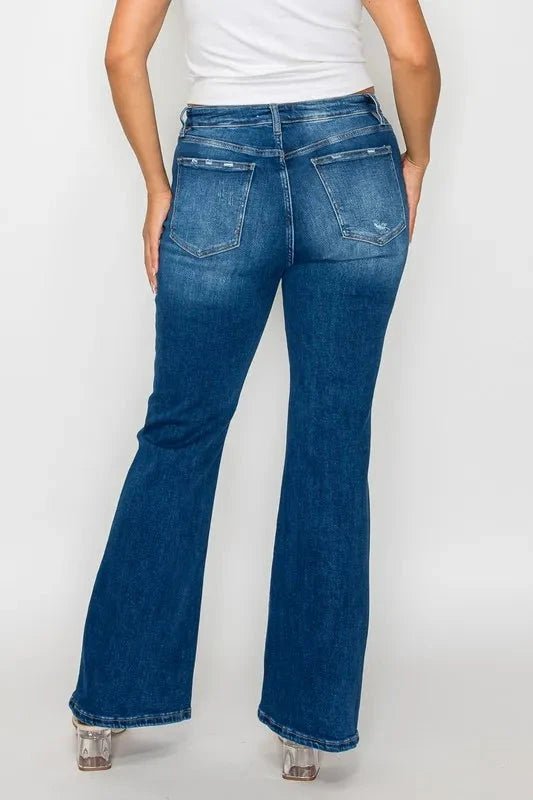 bytos Full Size High Rise Bootcut Jeans with Pockets - Trendsi